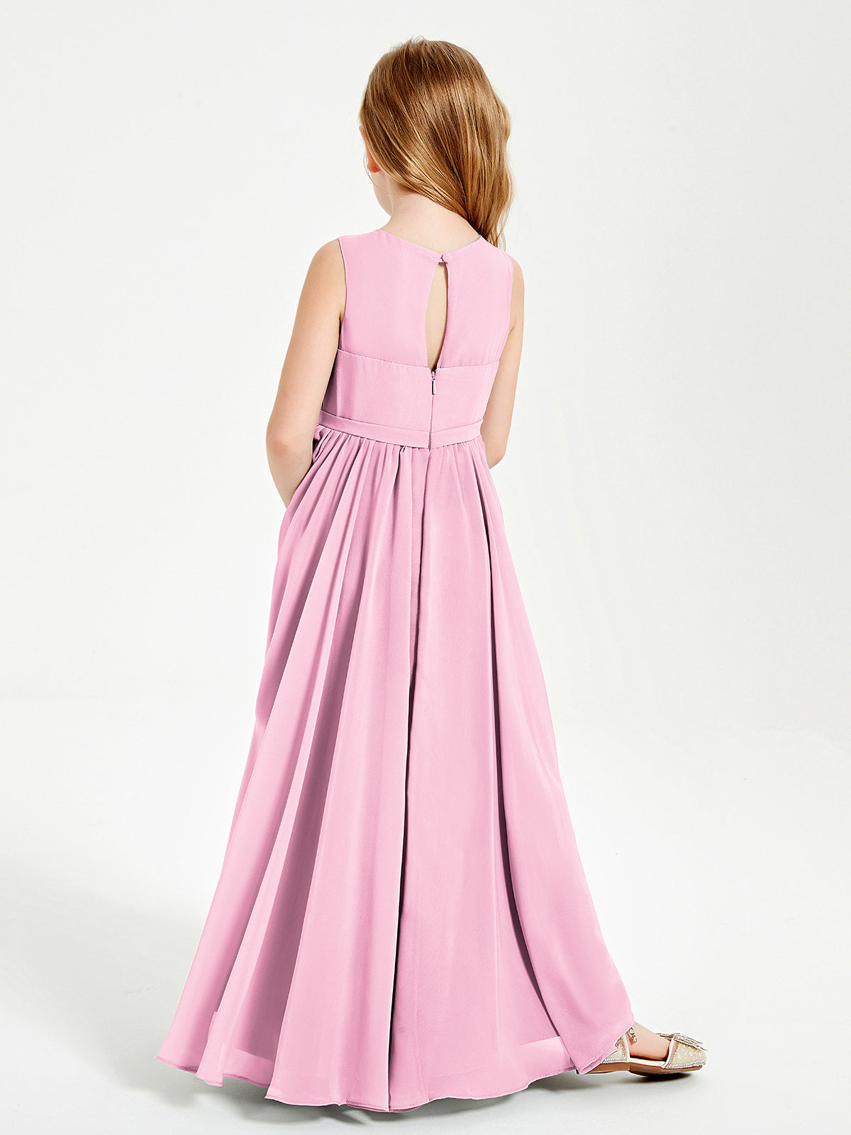 Chic Elegant Sleeveless Dresses for Junior Bridesmaids Candy Pink